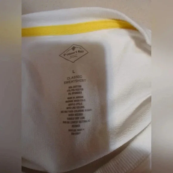 St. Johns Bay womens classic long sleeve shirt white w/blue yellow … - Picture 3 of 5